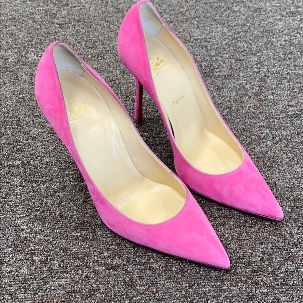 Lou Boutin Pink Suede Heels